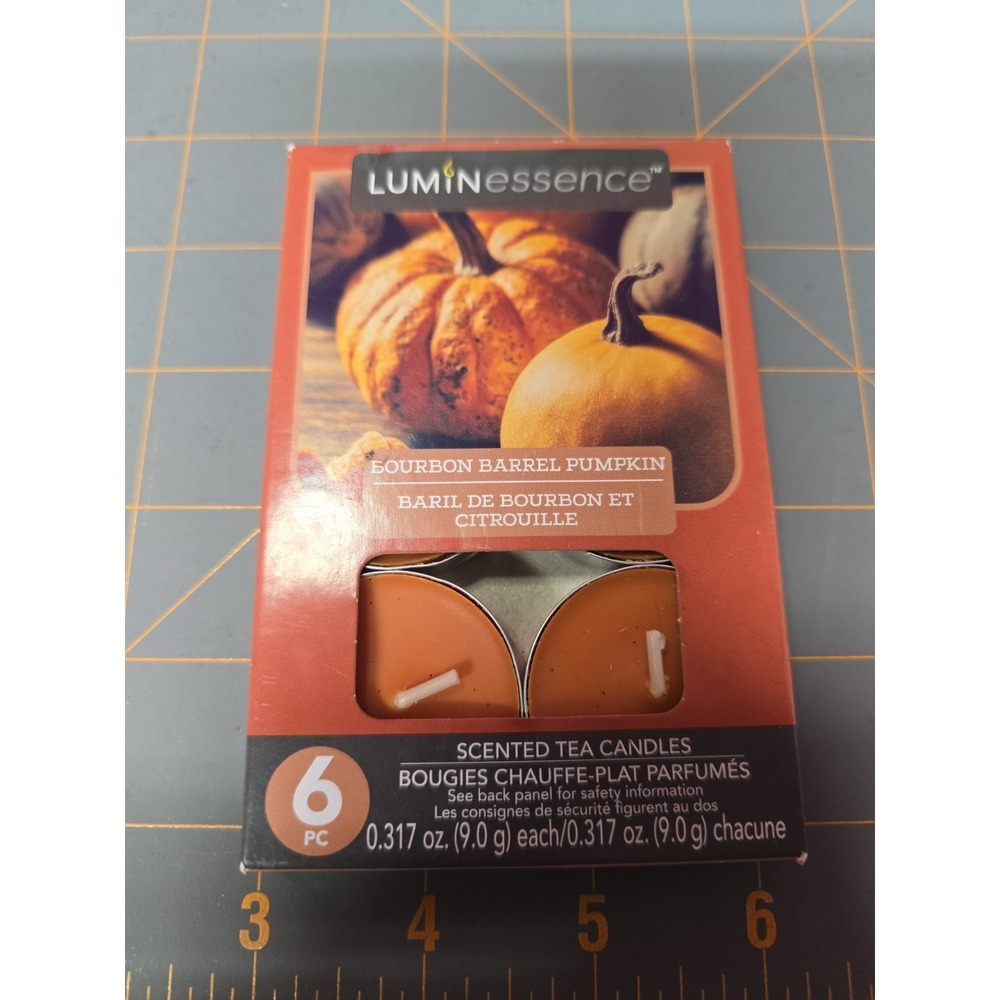 Luminessence Bourbon Barrel Pumpkin Scented Tea Votive Candles 6 Ct Pack NIBS